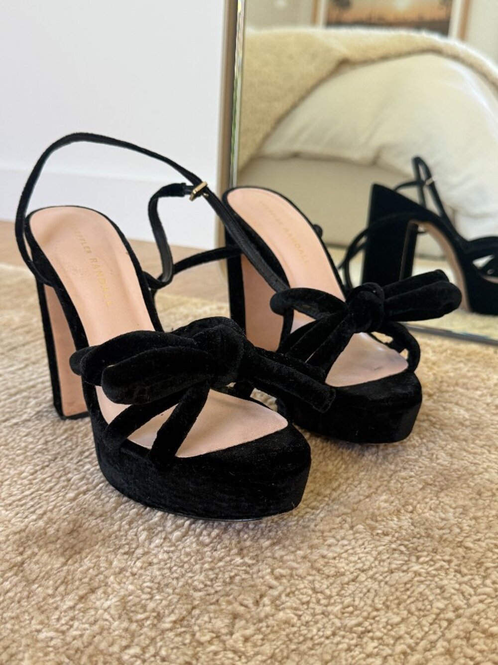 Loeffler Randall Black Suede Platform Sandal
